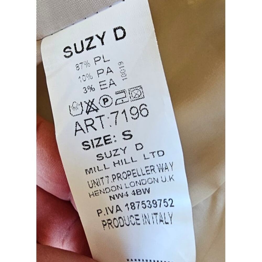 Suzy D London Padded Shoulder Blazer Jacket, Tan, Made In Italy, Womens Sz S - Picture 5 of 5